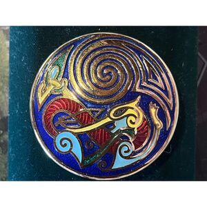 Vintage Book of Kells Enamel & Copper Brooch